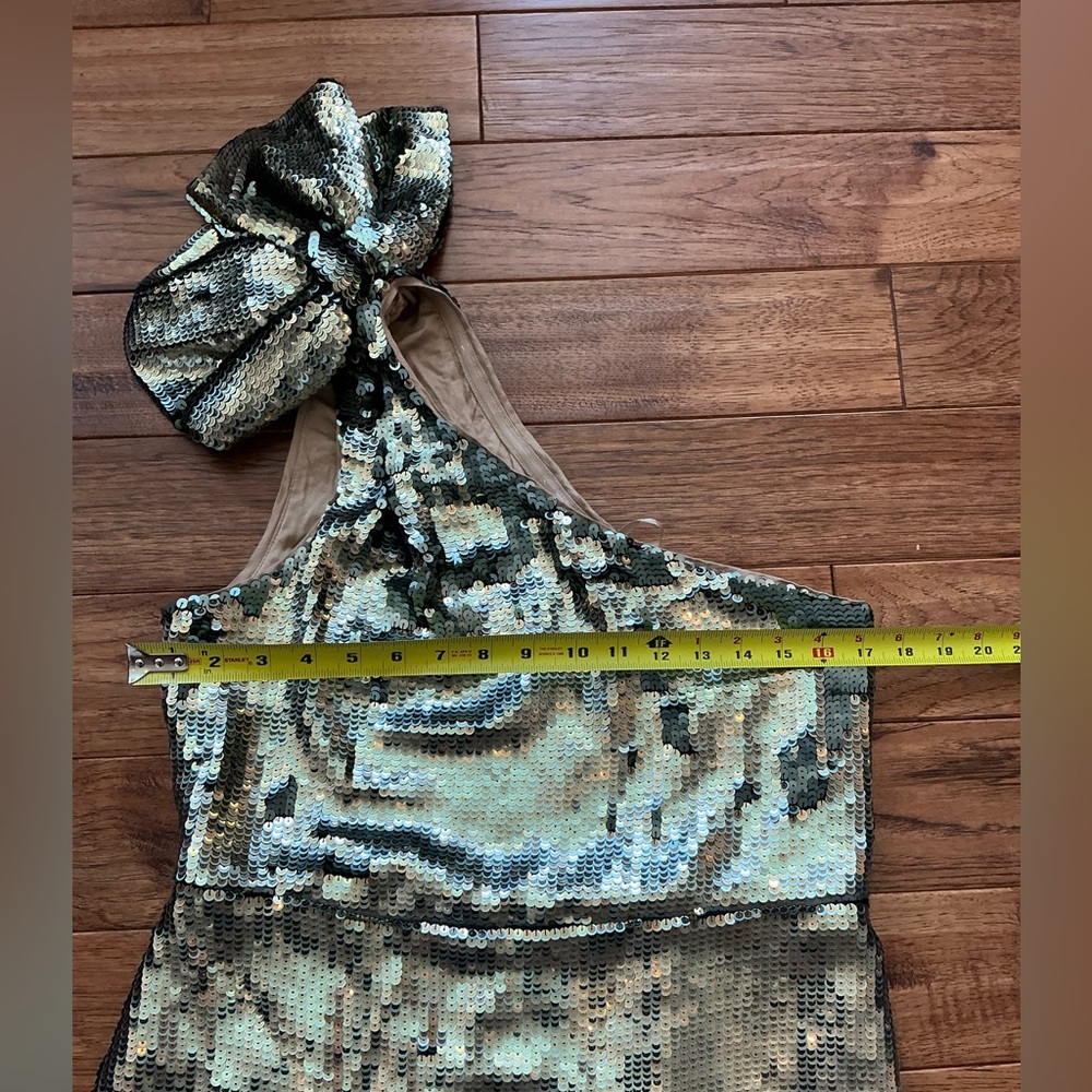 Anthropologie Maeve One Shoulder Sequin Dress with Shoulder Bow, size 12 - Picture 7 of 14